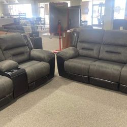 Earhart Slate Reclining Sofas Couchs and Loveseats With İnterest Free Payment Options 