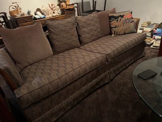 Brown Patterned Fabric Sofa
