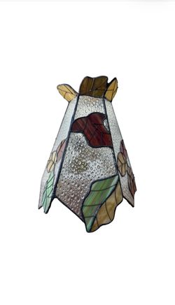 Vintage stained glass lamp shade with a vibrant fall leaf pattern