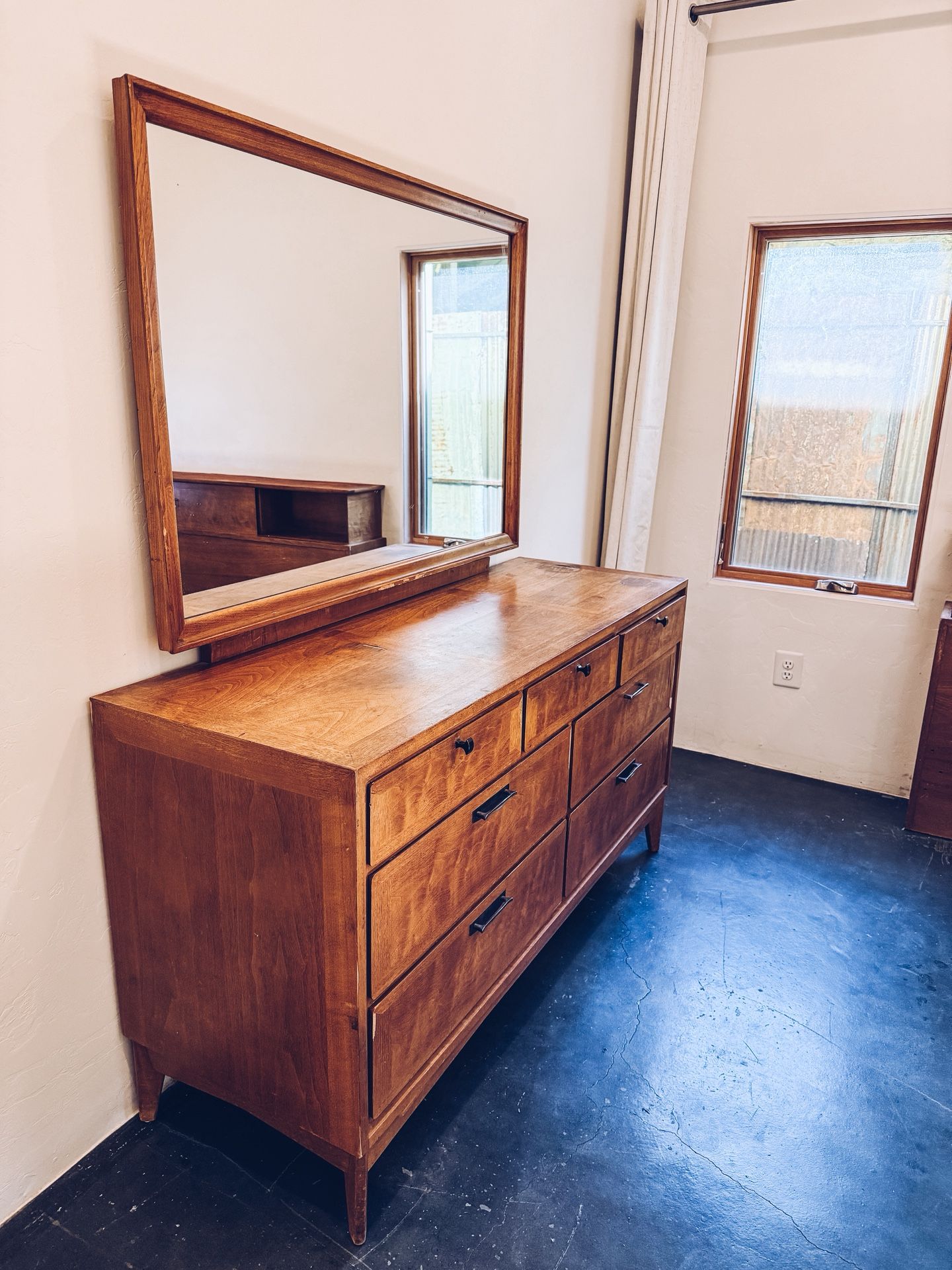 Mid-Century Modern Red Lion Walnut Dresser with Mirror (Project Piece)