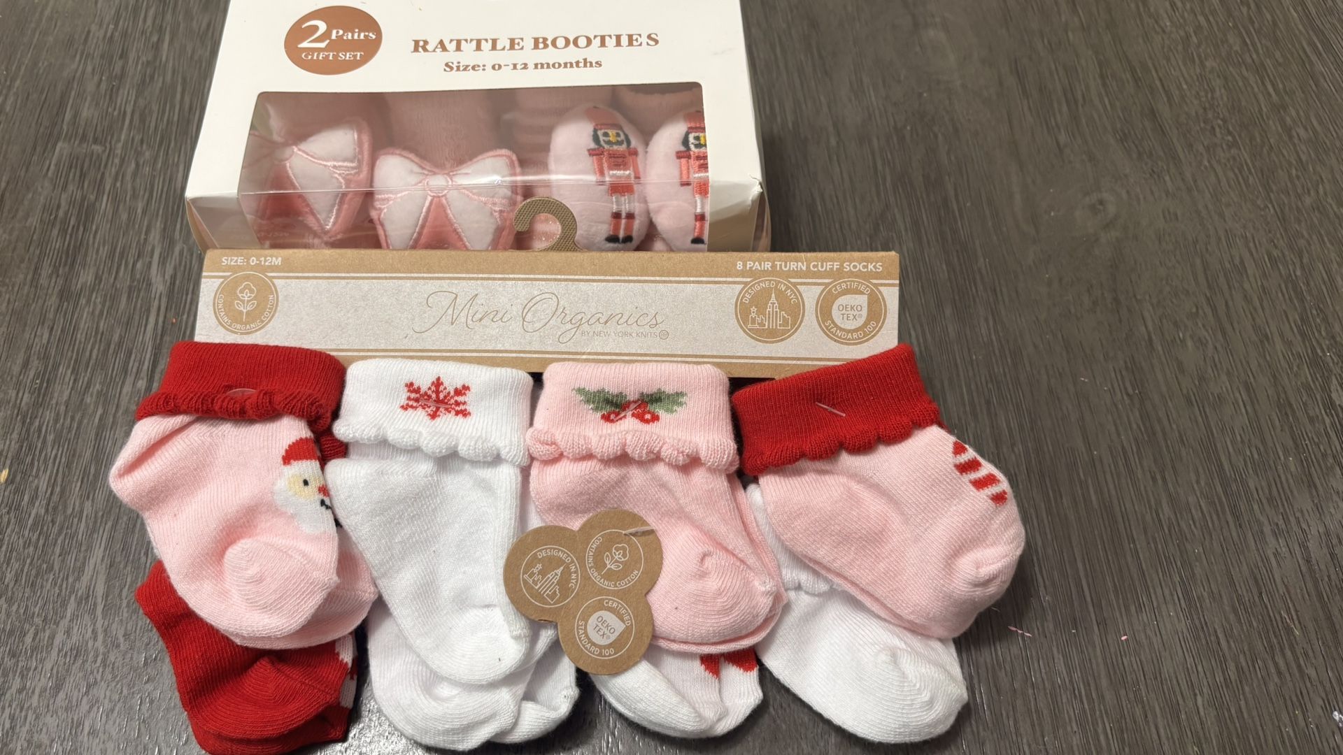 Christmas Baby Girl Socks/ Rattle Socks