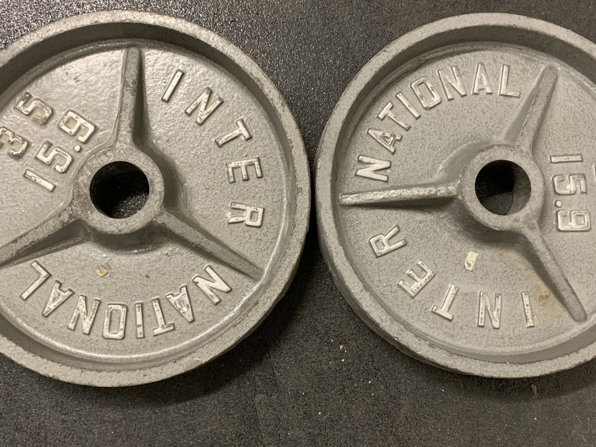 35 lb Olympic Deep Dish plates and Curl bar