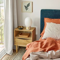 Modern Mango Wood Nightstand – Chelsea, 2 Drawers, Natural Finish, Compact Bedside Storage