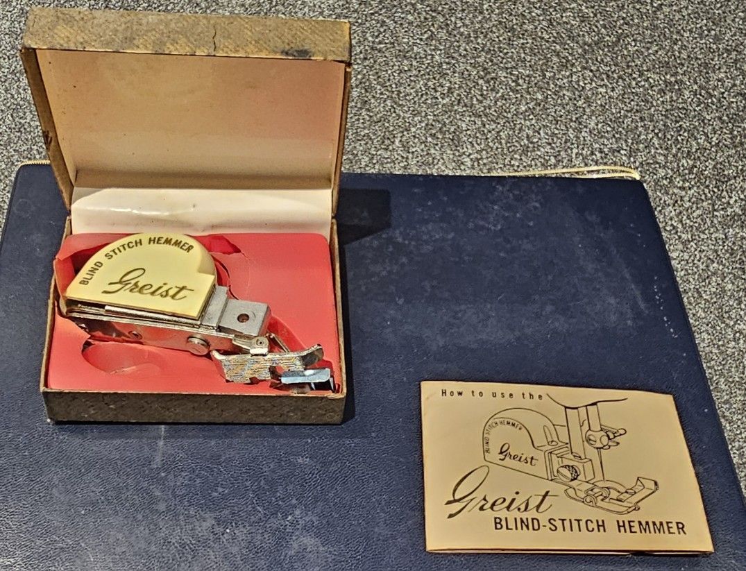 Vintage Greist Blind Stitch Hemmer Sewing Machine Attachment w/ Box & Manual