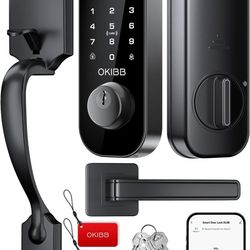 Smart Front Door Lock Set, Built-in WiFi, Keyless Entry Deadbolt with App Remote Control, Electronic Digital Touchscreen Keypad with Lever Handle, Fin