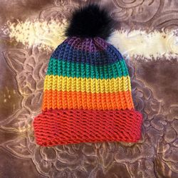 Handmade Rainbow Beanie