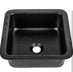 Kitchen & Bar Sink – 12-Inch Glasgow Dual Mount Drop In Bar Prep Sink, Hand Hammered Matte Black Aluminum Sinks, Drop In Or Undermount Kitchen Sinks, 