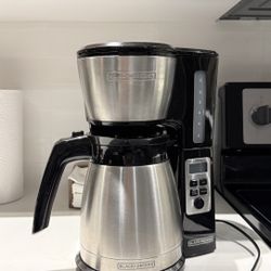 BLACK+DECKER 12 Cup Thermal Programmable Coffee Maker with Brew Strength and VORTEX Technology, Black/Steel, CM2046S