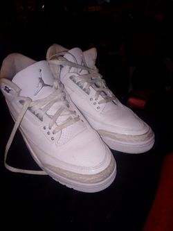 Size 11 Air Jordan 3 White Silver Sneakers