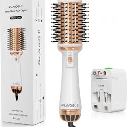 Plavogue Dual Voltage Blow Dryer Brush for European Travel,110V-240V Hot Air Brush