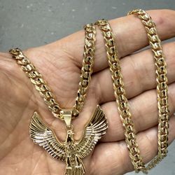 14k premium gold plated none tarnish eagle pendant and necklace ✅✅✅