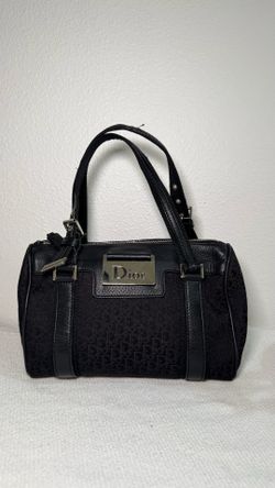 Vintage Mini Boston Bag Handbag in Black Canvas
