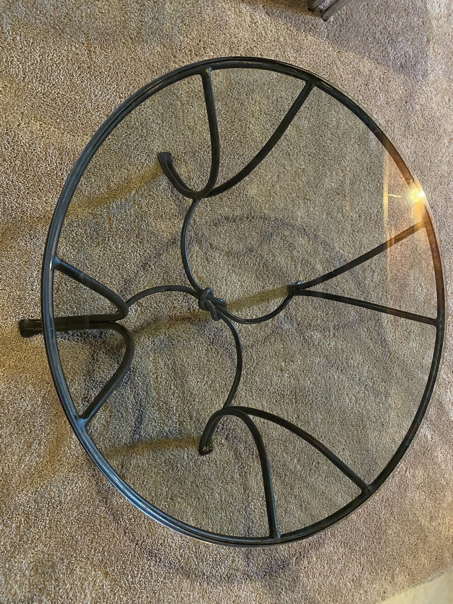 Matching Glass Tables with Rod Iron Legs