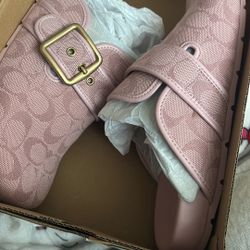 Powder pink coach slides