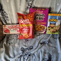 Snacks - chips, brownies and chewy bars