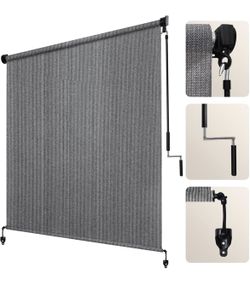 Outdoor Roller Shade 6' W x 8' H, Gray . New