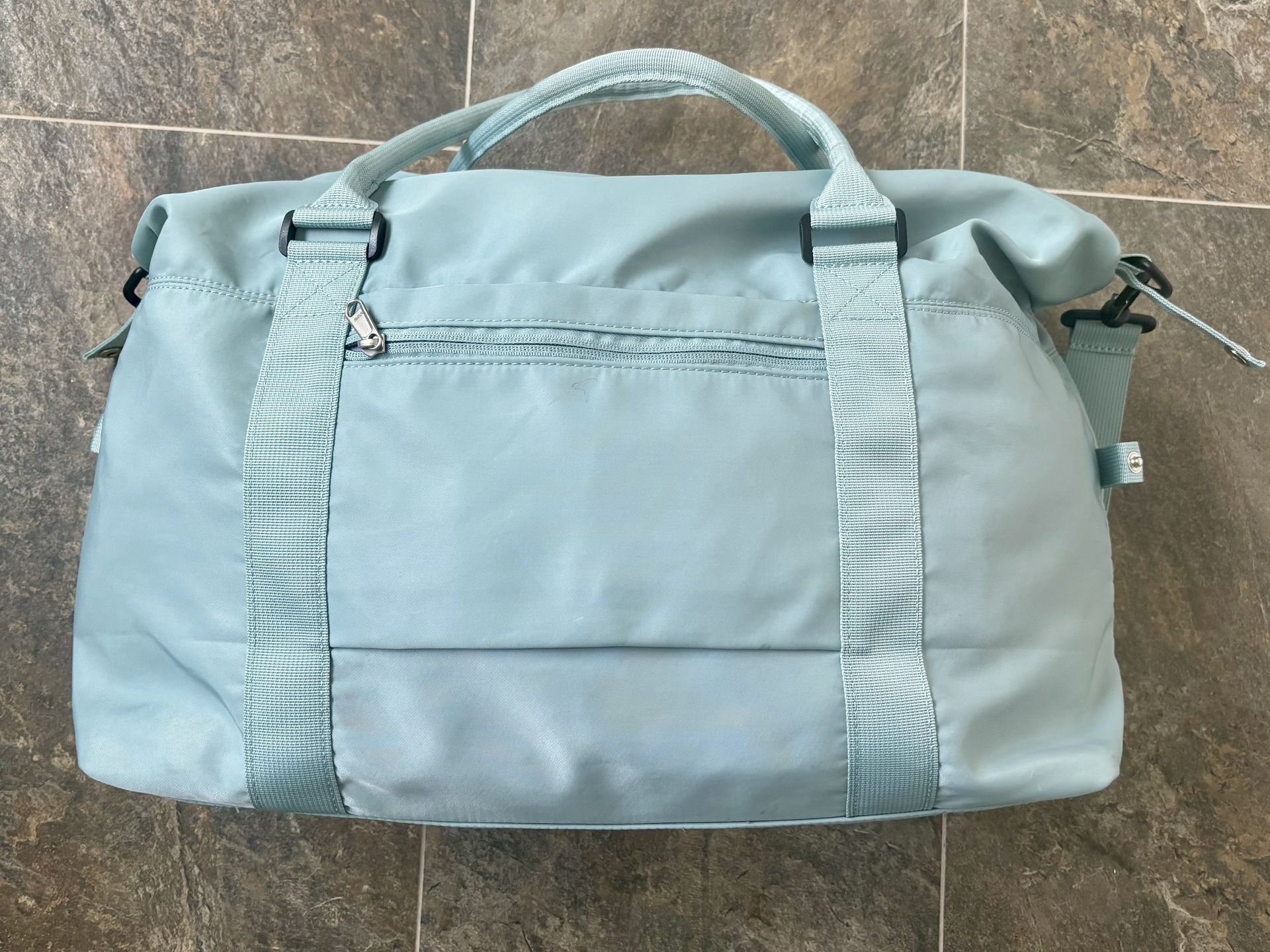 Large Floless Light Turquoise Carry On Travel Bag Gym Bag Overnight Bag