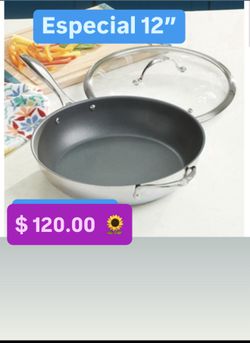 $120.00 Especial  Sarten De 12” Antiaderente Grande Hondo  Prepara Huevos Carnes Paella Espagety Apollo  Princess House Ventas Finales