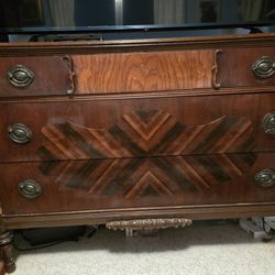 Antique Brown Wood Dresser