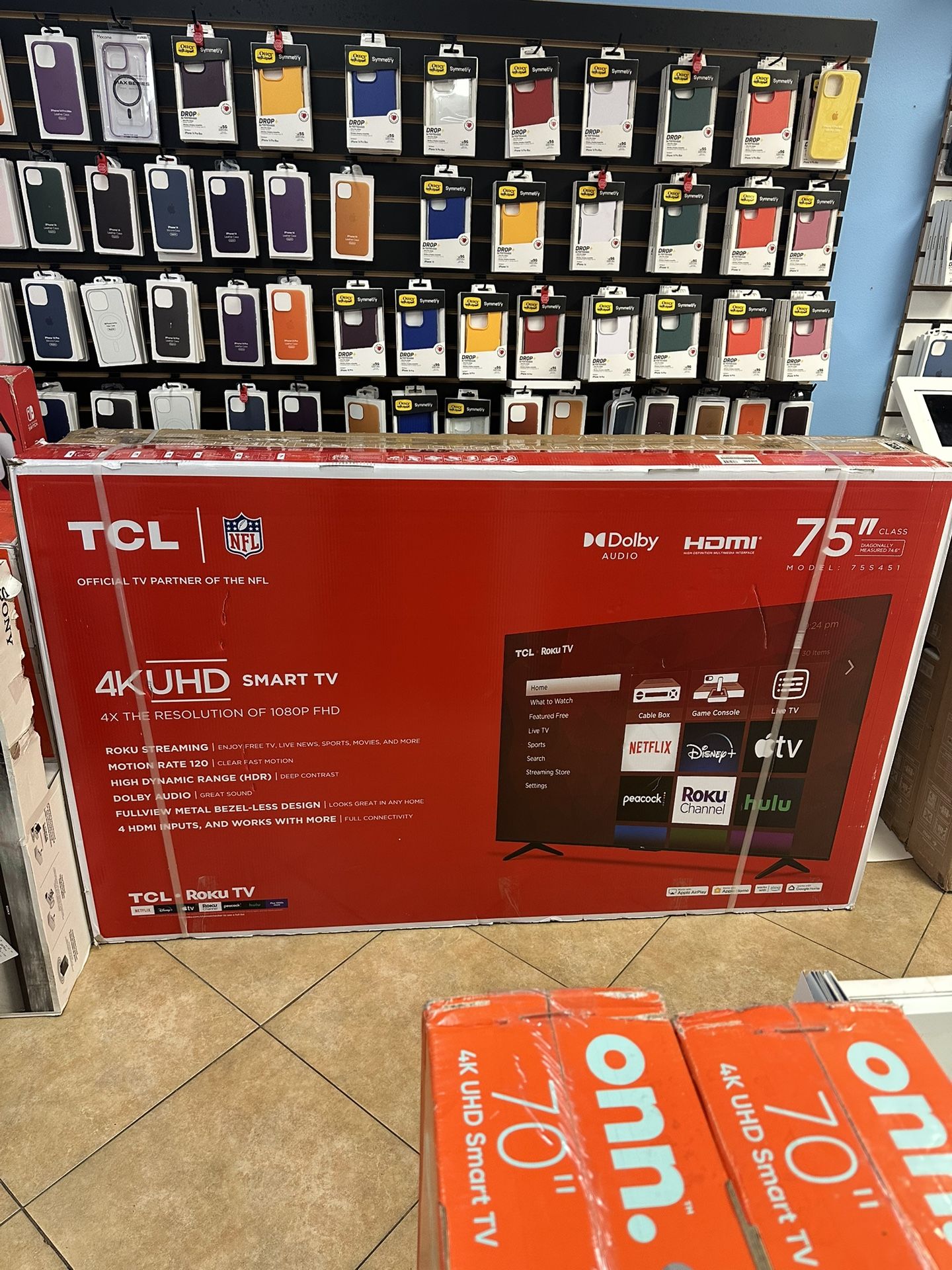 TCL 75inch 4K UHD Smart Roku Tv New