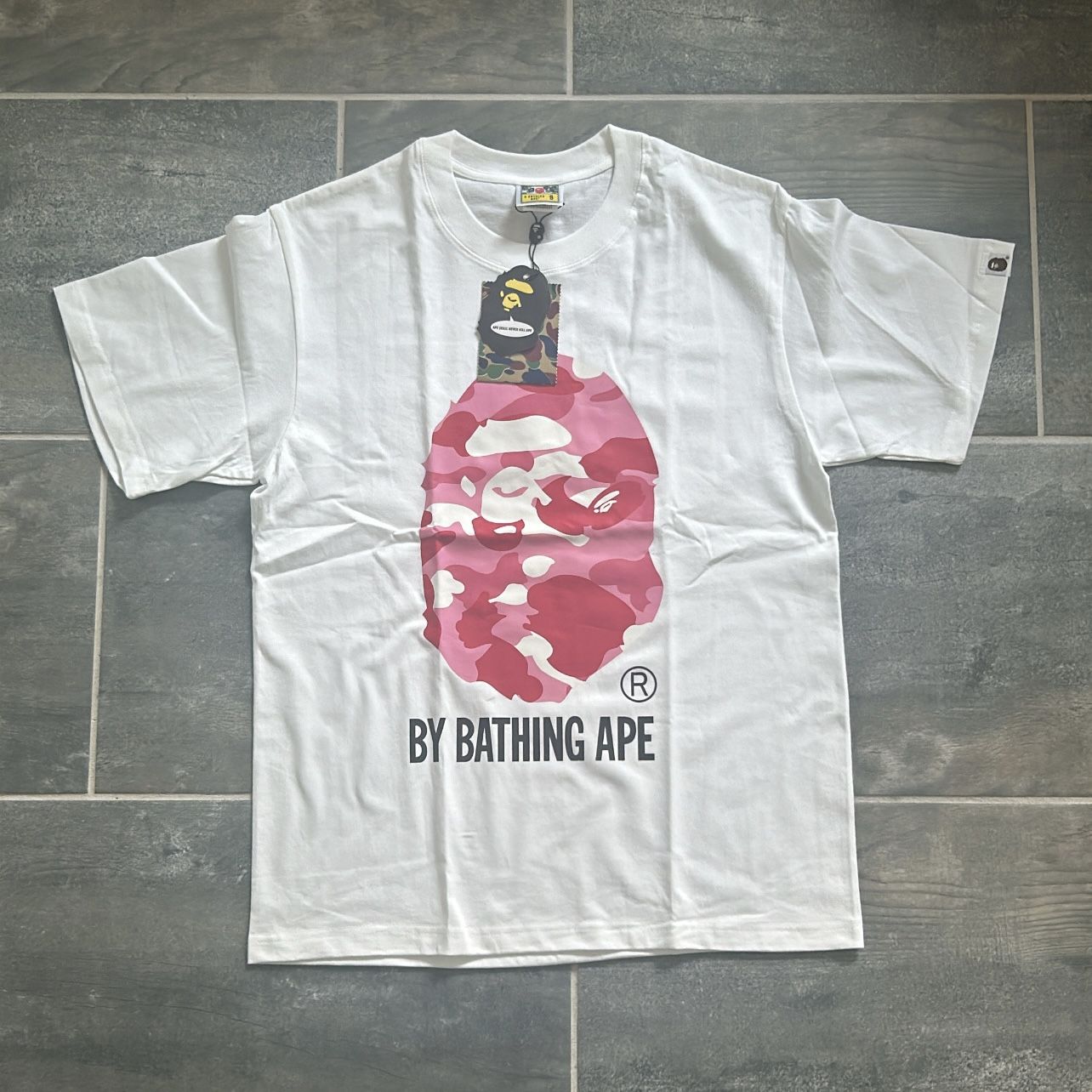 Bape A Bathing Ape Pink Camo White T-Shirt (Small)