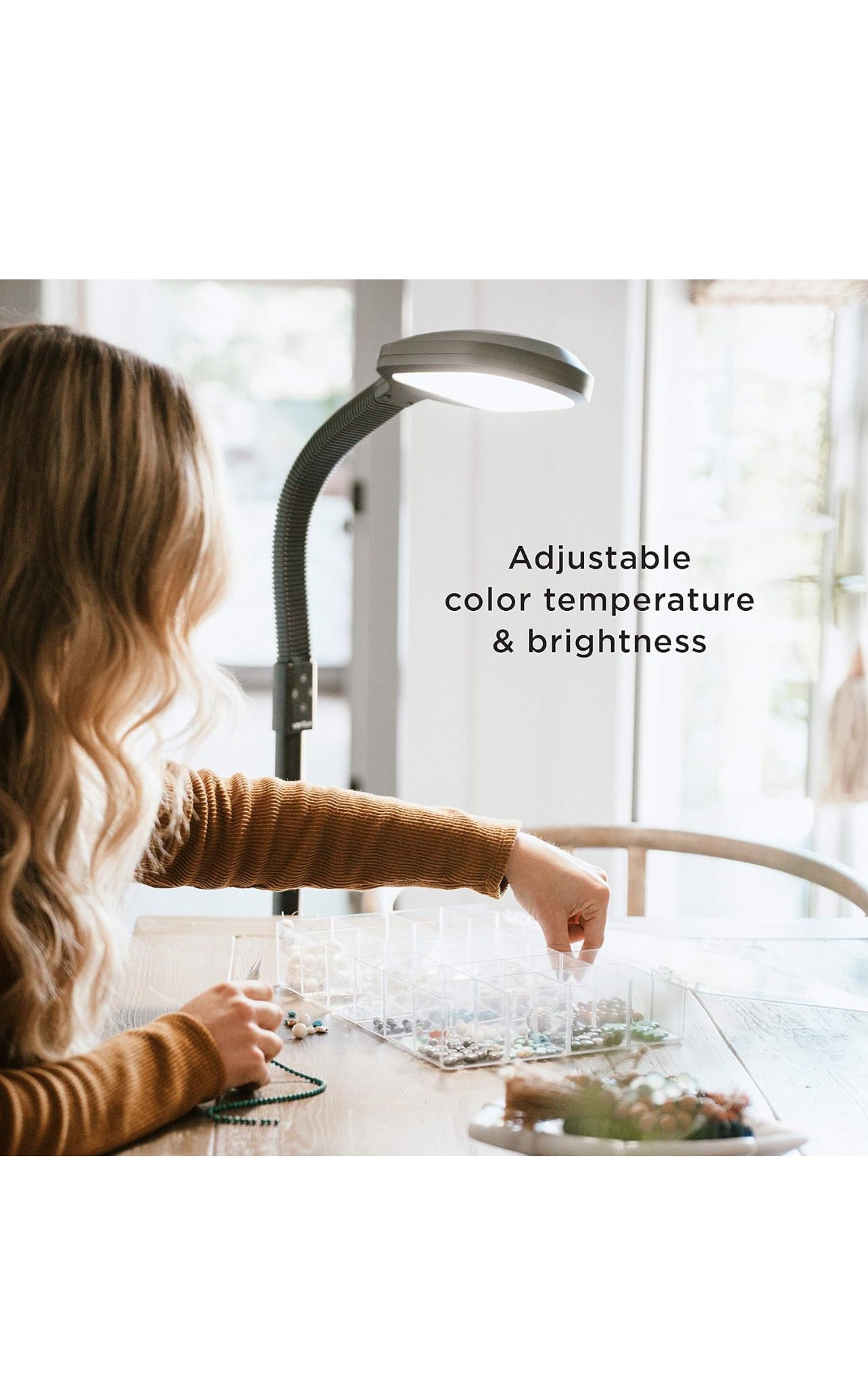 Verilux SmartLight Full Spectrum LED Modern Floor Lamp with Adjustable Brightness, Flexible Gooseneck and Easy Controls - Reduces Eye Strain and Fatig