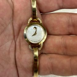 Movado Mother Of Pearl Dial Womens Watch! New Battery! 