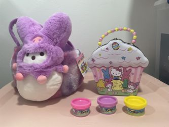 NEW Peeps X Sanrio Kuromi Hello Kitty Easter Basket Tin Play Dough Gift Set Lot