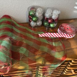 Christmas Ornaments And Ribbon