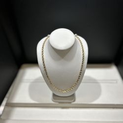 14K Rope Necklace 22 Inch 