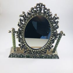 Antique Mirror With Green Stones 