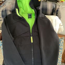 C9 Champion Hooded Jacket Boys Small (6/7) Black Neon  Yellow Soft Shell 