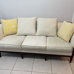 Solid Wood White Couch With Cushions 