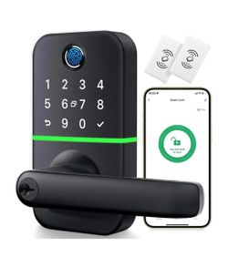 Keypad Smart Door Lock with Handle: Kucacci Keyless Entry Fingerprint Lock - Digital Code Handle with Keypad - Electronic Smart Knob for Front Door - 