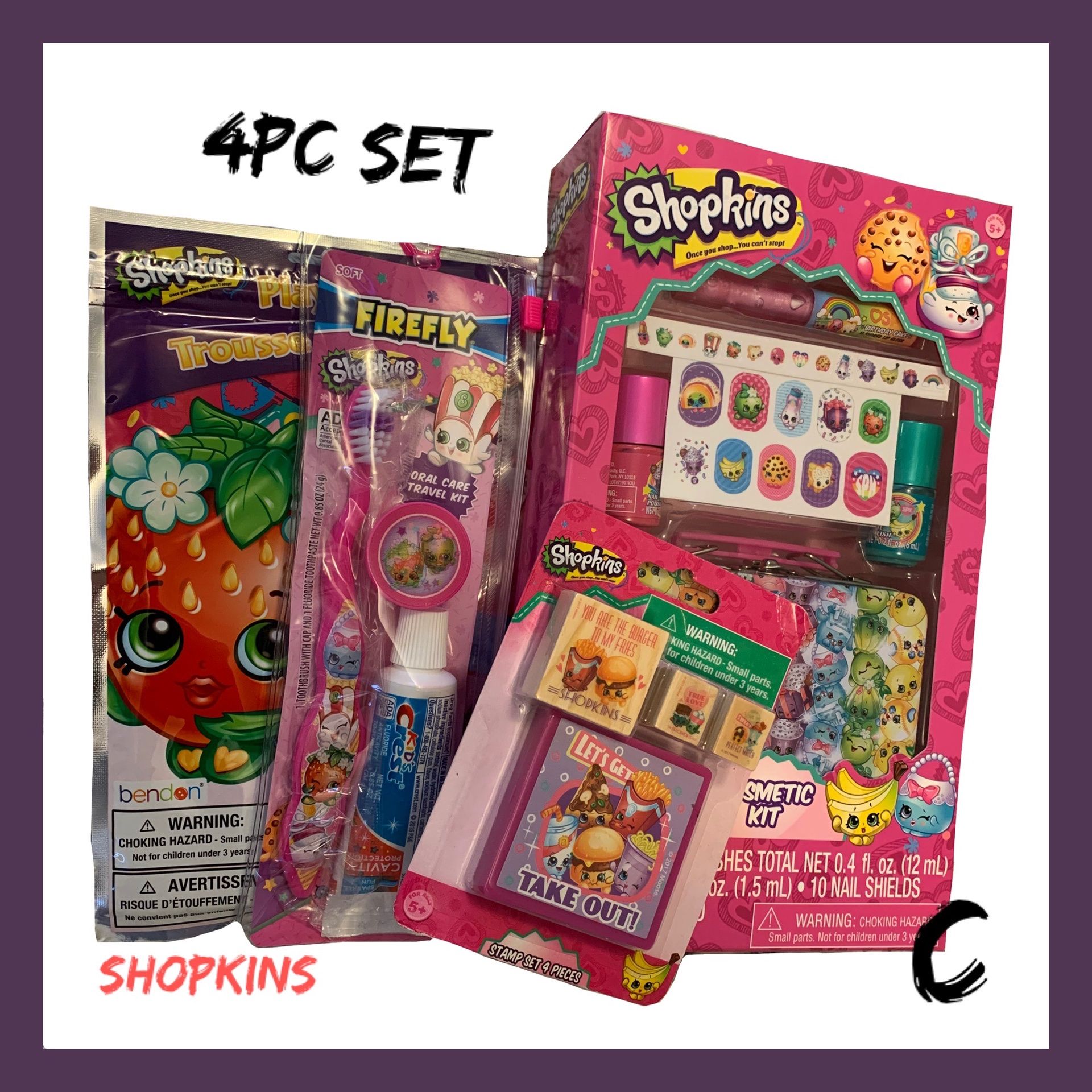 *NWT Girls Shopkins 4pc Gift Set C
