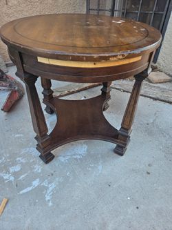 Vintage Round Wood Side Table