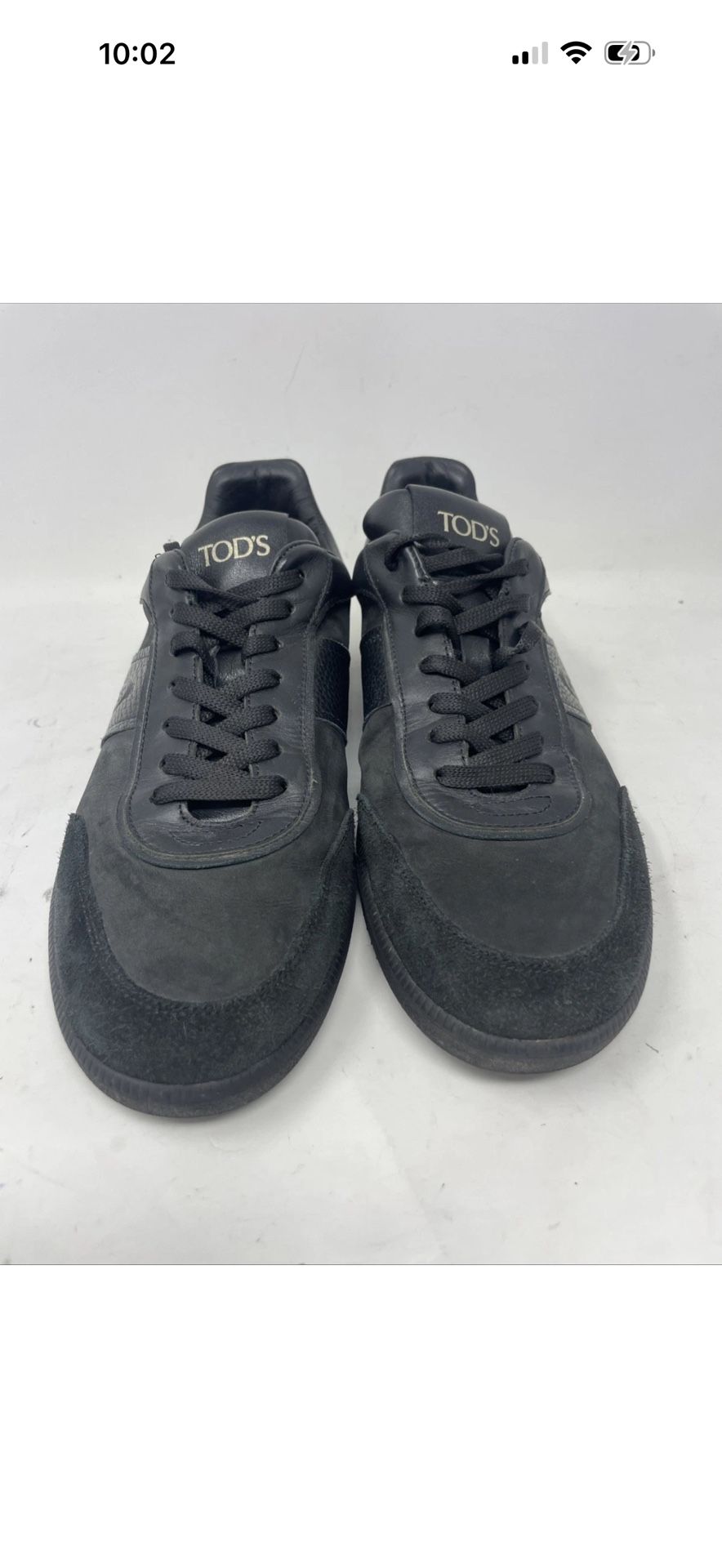 $775 Tod’s Men’s Classic Black Comfort Leather Tabs Sneakers Size 8