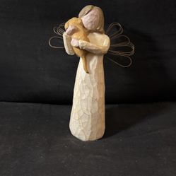 Angel With Puppy Sculpture Willow Tree