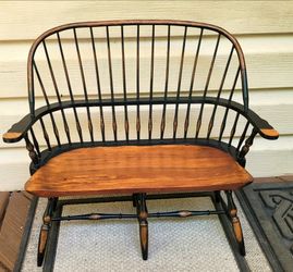 Vintage Colonial Spindle 15” Miniature Deacons Bench / Windsor Bench Wood Wooden Doll / Bear Furnitu