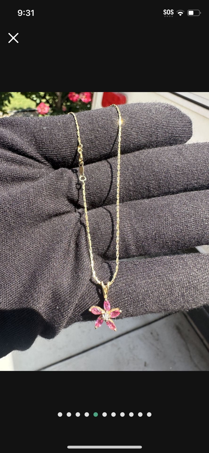 Gold Necklace Diamond Flower