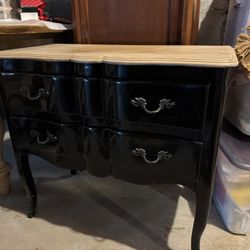 Antique Black Gloss Chest W Drawers And Beige Top