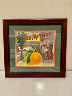 Framed art wood Old Mission Oranges 15” T 16” Wide
