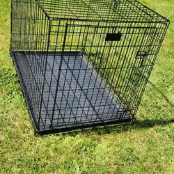 42" L Metal Folding Dog Pet Crate Kennel Carrier 2 Doors