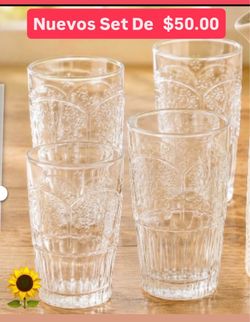Nuevo Vasos Set De 4 Línea Wildflowers  Para Refrescos Aguas Minerales $50.00 Princess House Ventas Finales