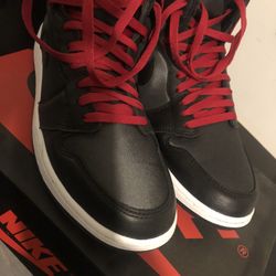 Jordan 1 Retro High Black Satin Gym Red
