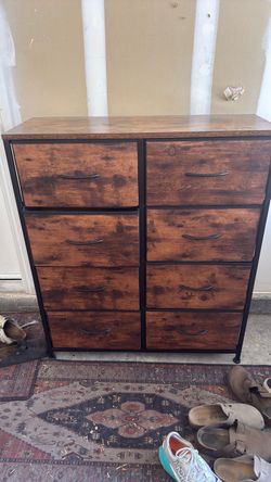 8-Drawer Rustic Wood and Metal Dresser