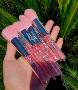 10pcs pink glitter super soft makeup brushes