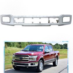PENSUN Steel Front Bumper Cover Face Bar Fit for 2018 2019 2020 Ford F150 with Fog Light Holes, Chrome