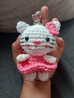 Hello Kitty Crochet Keychain