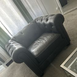 Grey Leather Sofa Set 